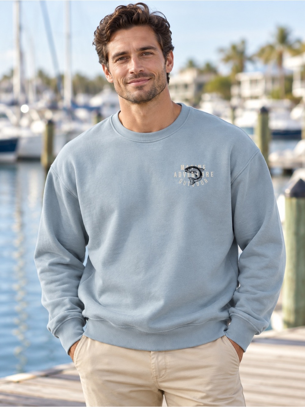 Original Use Men’s Large Blue Fishing Club Graphic Crewneck Sweatshirt NWT
